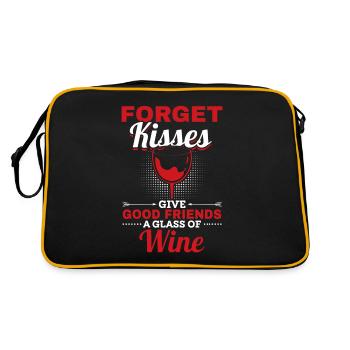 Forget kisses, good friends are given wine - Retro Bag - black/gold - Back