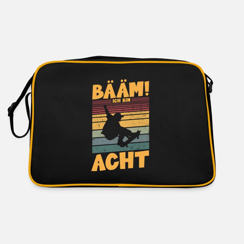 Bääm! Ich bin 8 - Retro Tasche - Schwarz/Gold