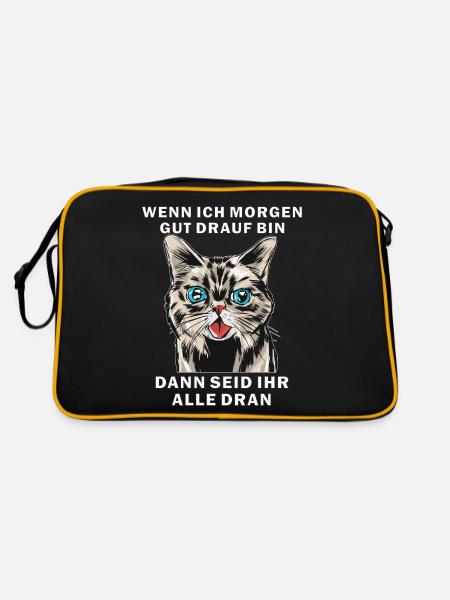 KATZE WENN ICH MORGEN GUT DRAUF BIN - Retro Tasche - Schwarz/Gold - Hinten