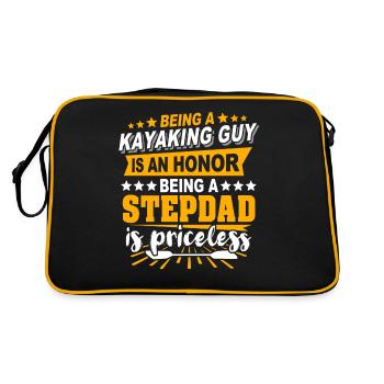Kayakfahrer Stiefpapa Kayaker - Retro Tasche - Schwarz/Gold - Hinten