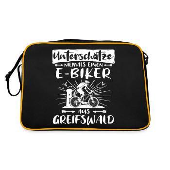 Greifswald Ebike Greifswalder Ebiker - Retro Tasche - Schwarz/Gold - Hinten