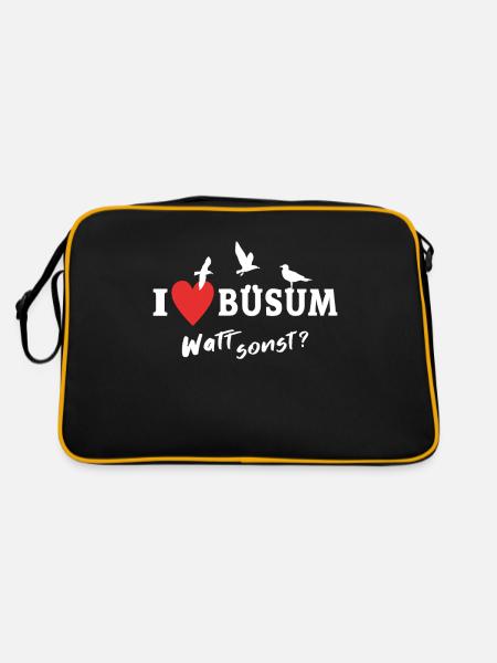 I Love Büsum Ich Liebe Büsum - Retro Tasche - Schwarz/Gold