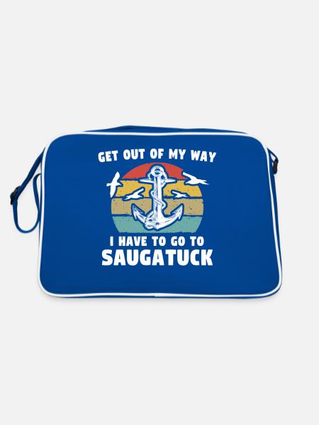Saugatuck, Michigan - Retro Bag - blue/white - Back