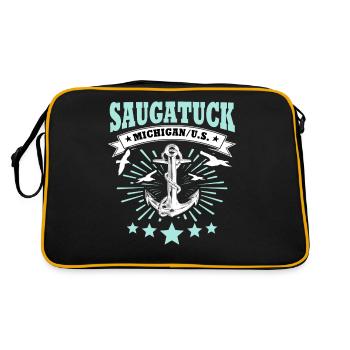 Saugatuck, Michigan - Retro Bag - black/gold - Back