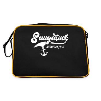 Saugatuck, Michigan - Retro Bag - black/gold - Back