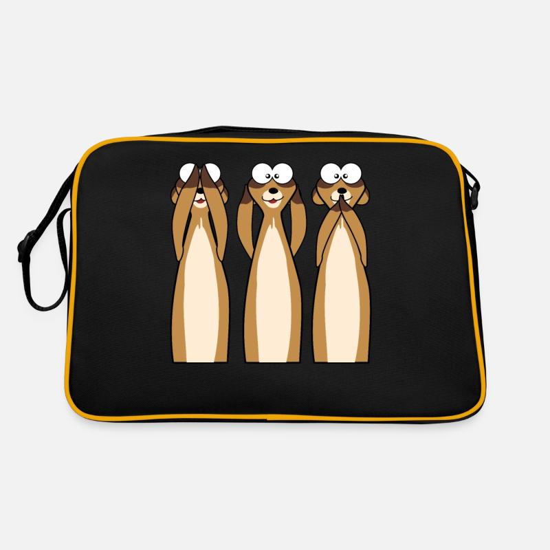 Erdmännchen statt 3 Affen Retro Tasche