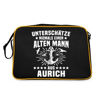 Aurich Spruch - Retro Tasche - Schwarz/Gold - Hinten