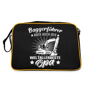Baggerfuehrer Opa Baggerfahrer Grossvater - Retro Tasche - Schwarz/Gold - Hinten