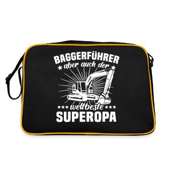 Baggerfuehrer Opa Baggert - Retro Tasche - Schwarz/Gold - Hinten