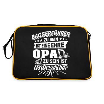 Baggerfuehrer Opa Baggerfahrer - Retro Tasche - Schwarz/Gold - Hinten