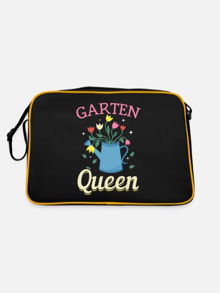 Garten Queen - Gartenliebhaberinnen - Retro Tasche - Schwarz/Gold - Hinten
