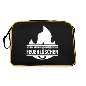 Feuerwehrmann Feuerwehr Jugendfeuerwehr - Retro Tasche - Schwarz/Gold - Hinten