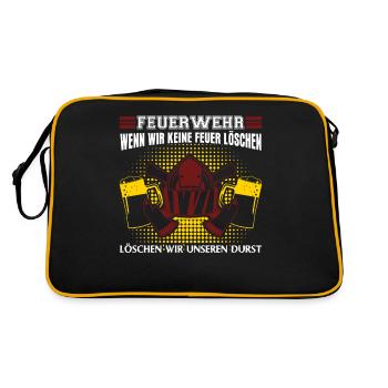 Feuerwehr Bier Jugendfeuerwehr - Retro Tasche - Schwarz/Gold - Hinten