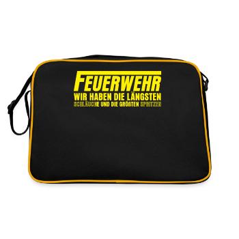 Jugendfeuerwehr Spruch Feuerwehr - Retro Tasche - Schwarz/Gold - Hinten