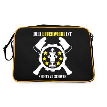 Jugendfeuerwehr Reim Feuerwehr - Retro Tasche - Schwarz/Gold - Hinten