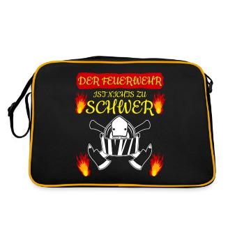 Jugendfeuerwehr Witz Feuerwehr - Retro Tasche - Schwarz/Gold - Hinten
