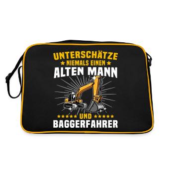 Baggerführer Baggerfahrer - Retro Tasche - Schwarz/Gold - Hinten