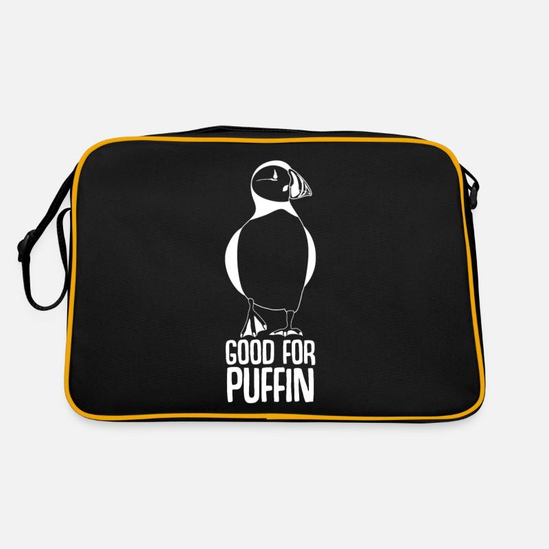 Puffin Spruch Papageientaucher Puffins - Retro Tasche - Schwarz/Gold
