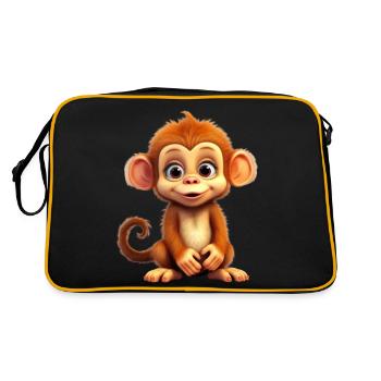 Niedlicher Affe für Kinder für Kinder - Retro Tasche - Schwarz/Gold - Hinten