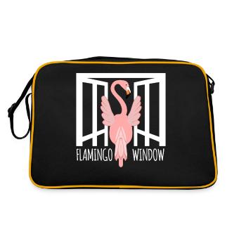 lustiger Flamingo - Retro Tasche - Schwarz/Gold - Hinten