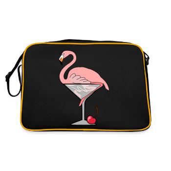 Flamingo Cocktail - Retro Tasche - Schwarz/Gold - Hinten