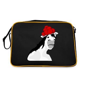Black Forest horse with Bollenhut - Retro Bag - black/gold - Back