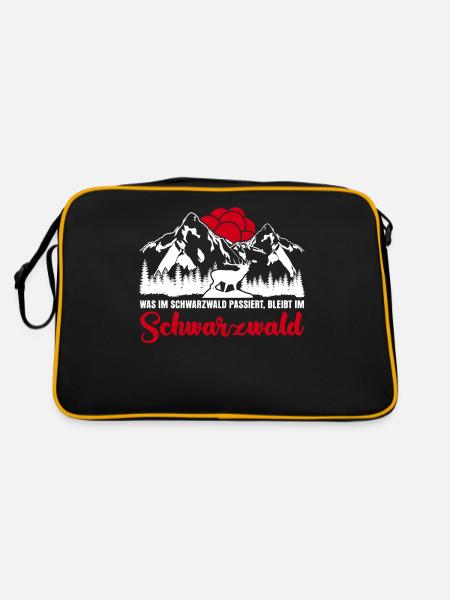 Schwarzwald Wandern Bollenhut - Retro Tasche - Schwarz/Gold - Hinten