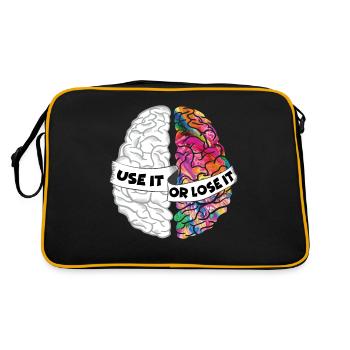 Nutze es oder verliere es - Analytic Creative Brain - Retro Tasche - Schwarz/Gold - Hinten