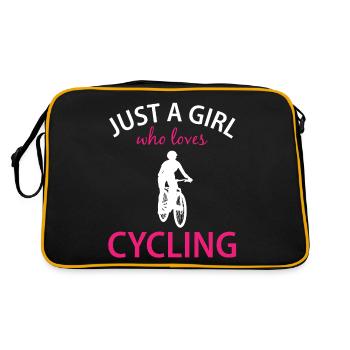 Radfahrerin Spruch Radfahren Geschenk Mädchen - Retro Tasche - Schwarz/Gold - Hinten