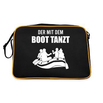 Rafting Lustiger Spruch Geschenk Männer Jungen - Retro Tasche - Schwarz/Gold - Hinten