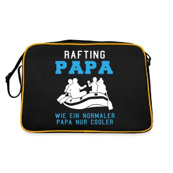 Rafting Papa Spruch Wassersport Geschenk Herren - Retro Tasche - Schwarz/Gold - Hinten