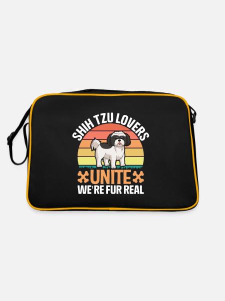 Les amoureux de Shih Tzu s’unissent, nous sommes pour de vrai - Sac Retro - noir/or - Dos