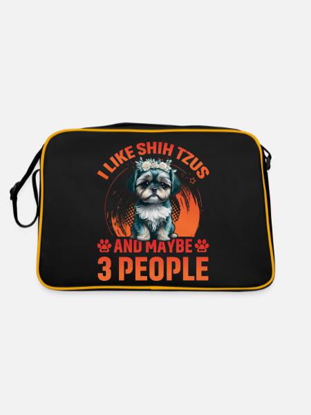 I like Shih Tzus and maybe 3 People - Retro Tasche - Schwarz/Gold - Hinten