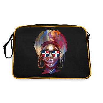 Dominikanische Republik - Retro Tasche - Schwarz/Gold - Hinten