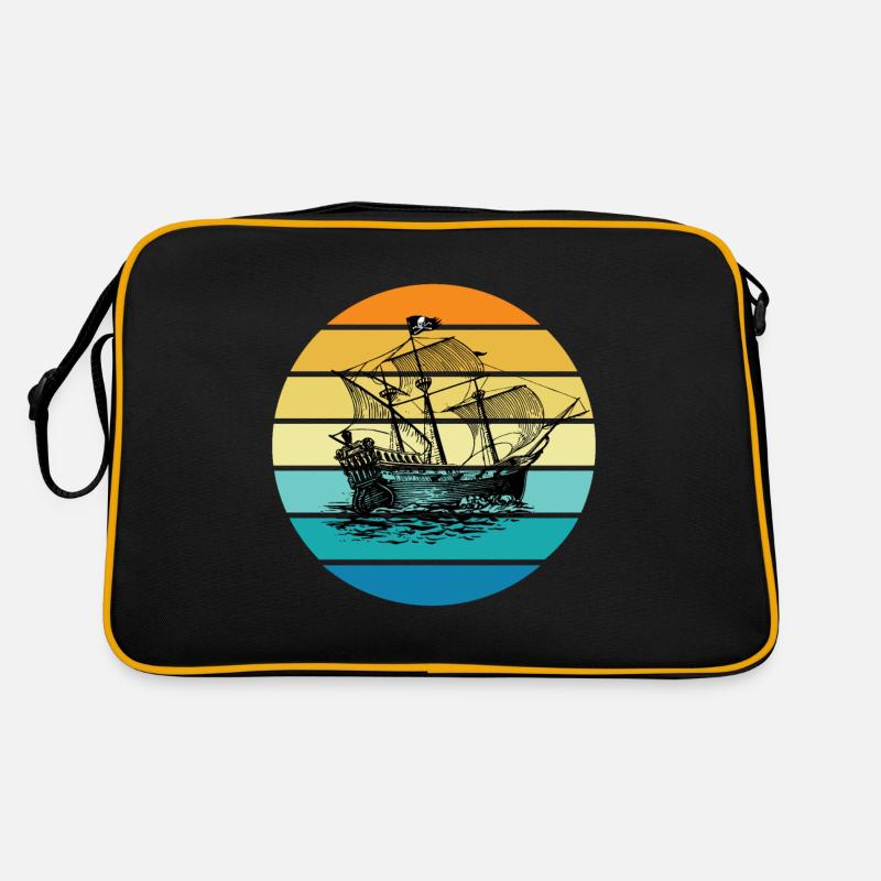 Piratenschiff - Retro Tasche - Schwarz/Gold