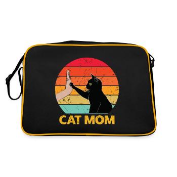 Cat Mom - Cat High Five - Retro Bag - black/gold - Back