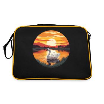 Retro Vintage Duck sunset Farm Animal Duck Lover - Retro Tasche - Schwarz/Gold - Hinten