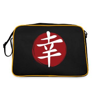 Glücks-Kanji - Retro Tasche - Schwarz/Gold - Hinten