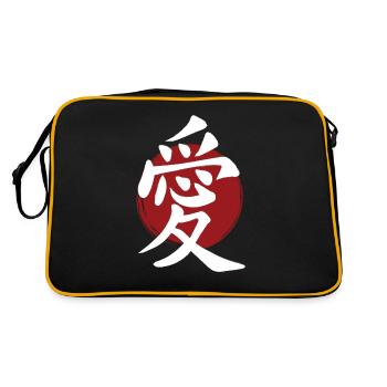 Liebes-Kanji - Retro Tasche - Schwarz/Gold - Hinten