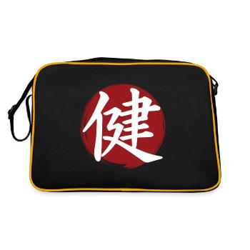 Gesundheits-Kanji - Retro Tasche - Schwarz/Gold - Hinten