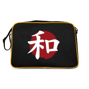 Friedens-Kanji - Retro Tasche - Schwarz/Gold - Hinten