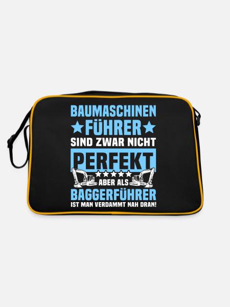 Baggerführer Spruch - Retro Tasche - Schwarz/Gold