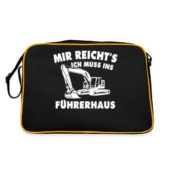 Baggerführer Geschenk - Retro Tasche - Schwarz/Gold - Hinten