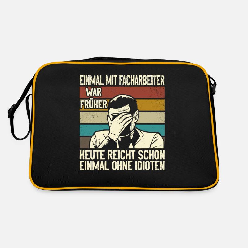 Einmal mit Facharbeiter, einmal ohne Idioten Retro Tasche