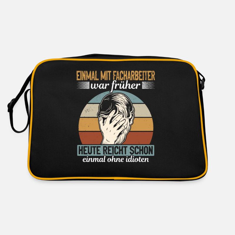 Einmal mit Facharbeiter, einmal ohne Idioten Retro Tasche
