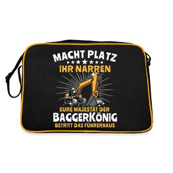 Baggerfuehrer Baggerfahrer - Retro Tasche - Schwarz/Gold - Hinten