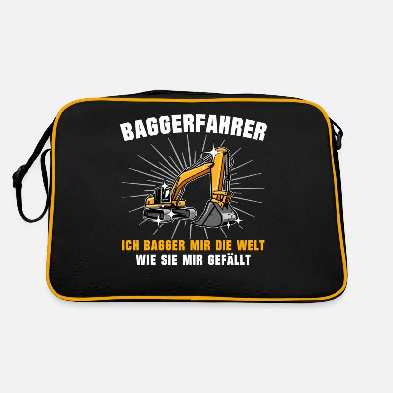 Baggerfuehrer Baggerfahrer - Retro Tasche - Schwarz/Gold