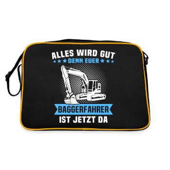 Baggerfuehrer Baggerfahrer - Retro Tasche - Schwarz/Gold - Hinten