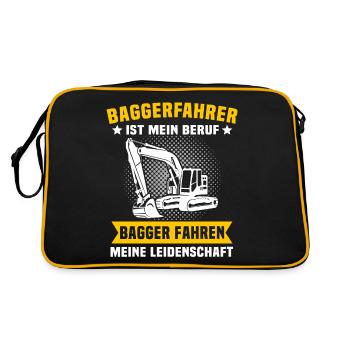 Baggerfuehrer Baggerfahrer - Retro Tasche - Schwarz/Gold - Hinten