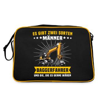 Baggerfuehrer Baggerfahrer - Retro Tasche - Schwarz/Gold - Hinten